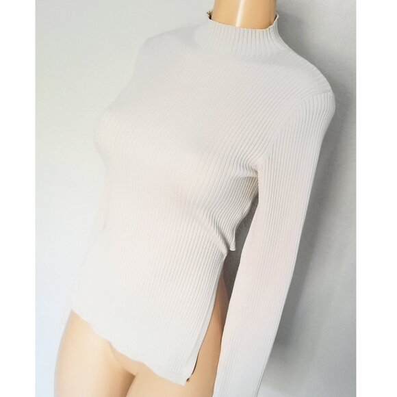Aritzia Babaton Sculpt Knit Tie Back Sweater Long Sleeves Rib Mock Neck S $98 - Picture 11 of 16